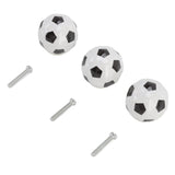 3 Set Football Cabinet Knobs Ball Sports Theme Single Hole Drawer Ceramic Handle Pulls for Cupboard Wardrobe