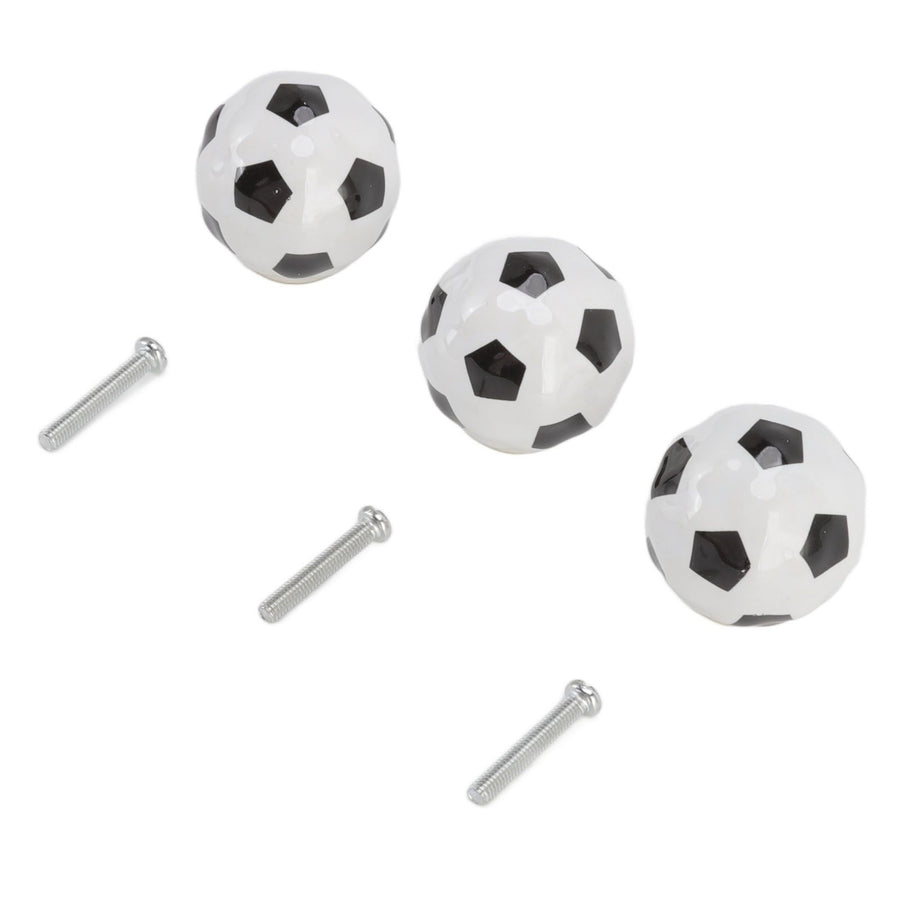 3 Set Football Cabinet Knobs Ball Sports Theme Single Hole Drawer Ceramic Handle Pulls for Cupboard Wardrobe
