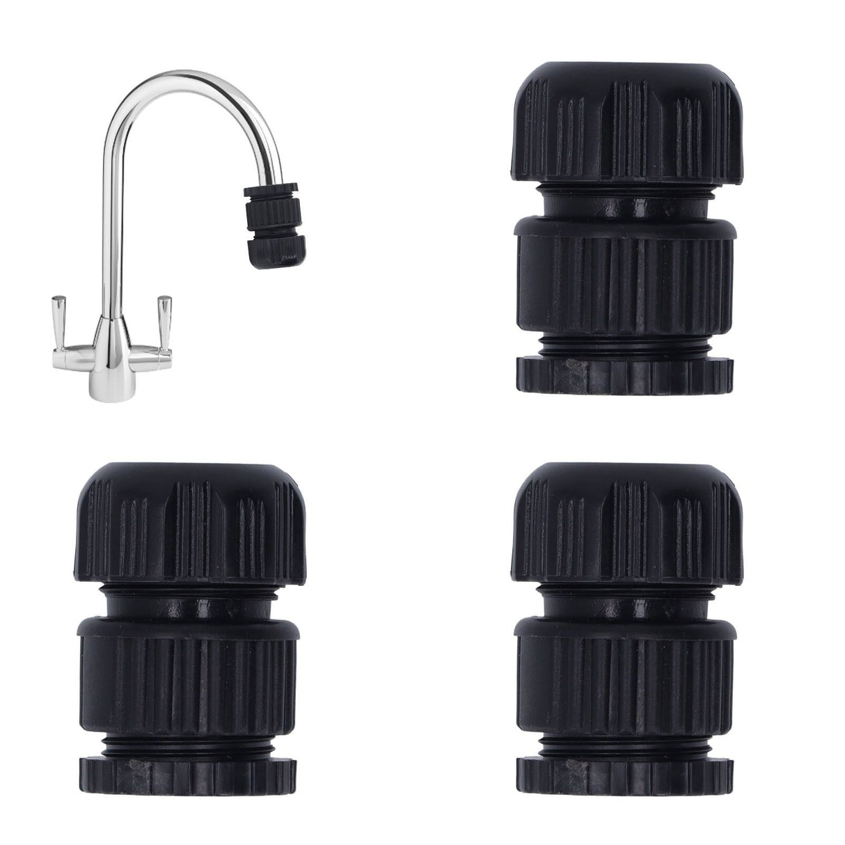 3pcs Tap Connector Adapter PP Stainless Steel Home Water Hose Accessories for Garden Car Washing G1/2 G3/4 Thread 11-13 Inner Hole