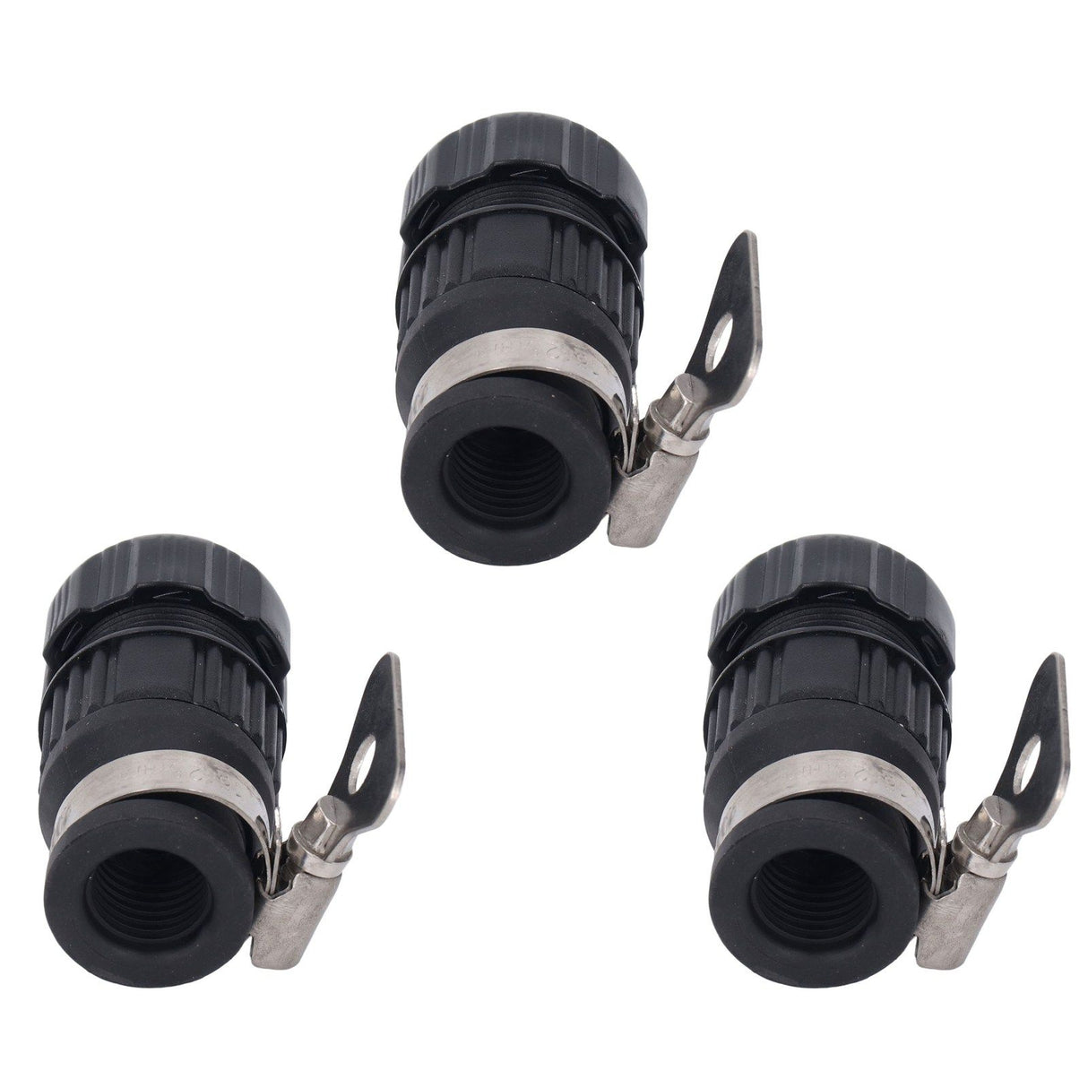 3pcs Tap Connector Adapter PP Stainless Steel Home Water Hose Accessories for Garden Car Washing with Clamp 16‑18 Outer Diameter