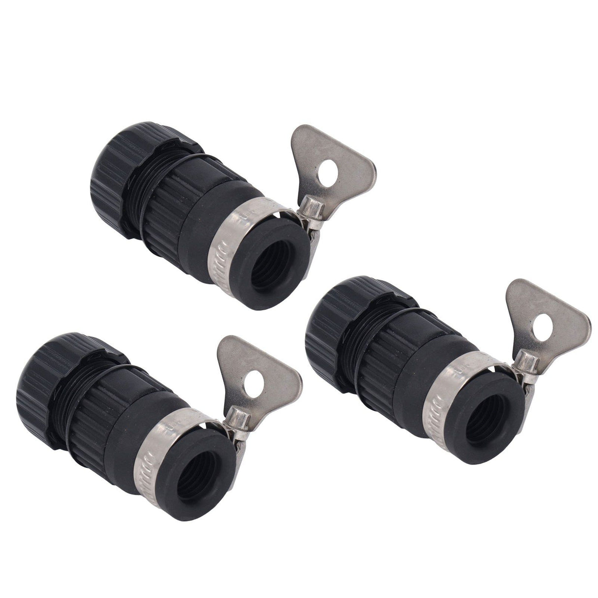 3pcs Tap Connector Adapter PP Stainless Steel Home Water Hose Accessories for Garden Car Washing with Clamp 16‑18 Outer Diameter