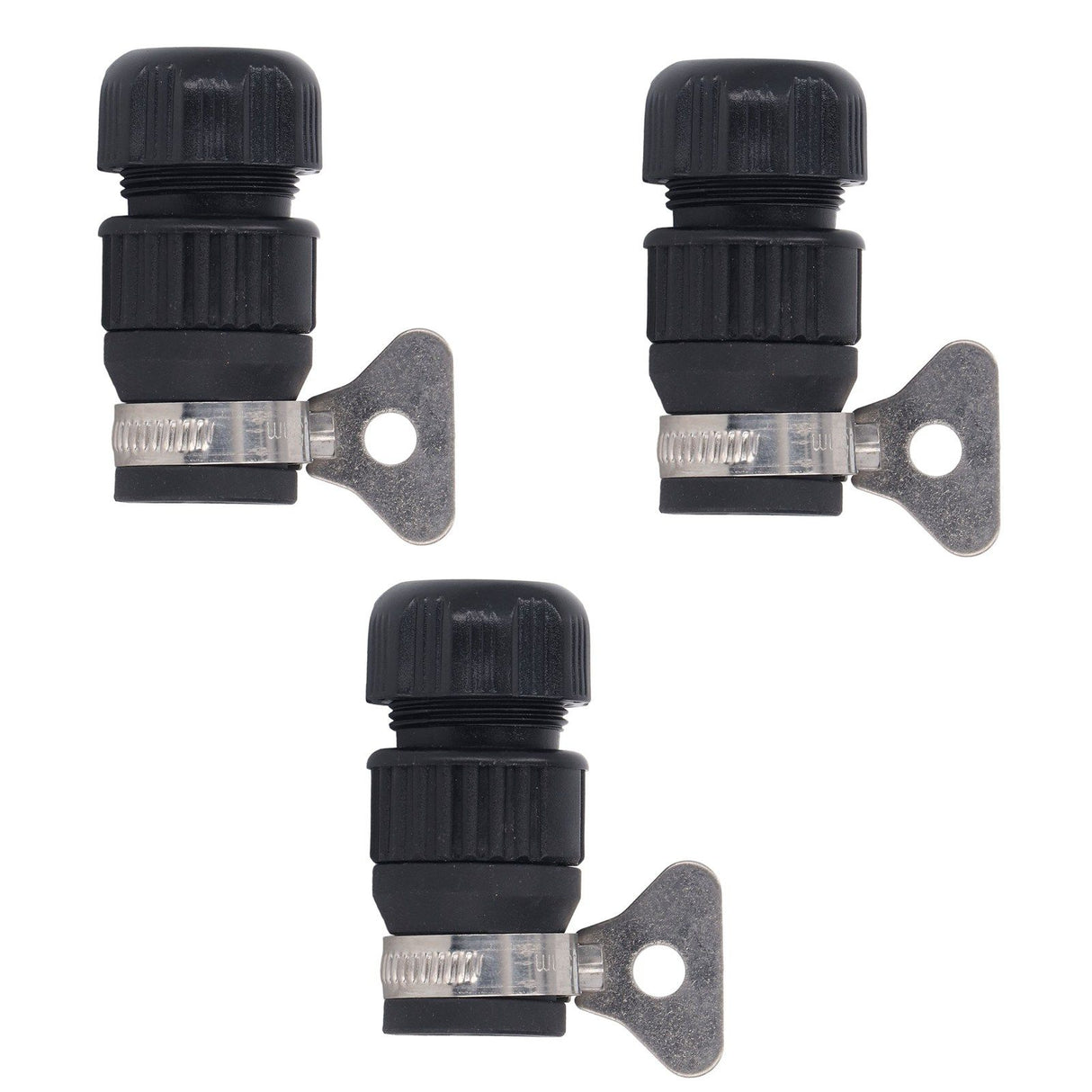 3pcs Tap Connector Adapter PP Stainless Steel Home Water Hose Accessories for Garden Car Washing with Clamp 16‑18 Outer Diameter