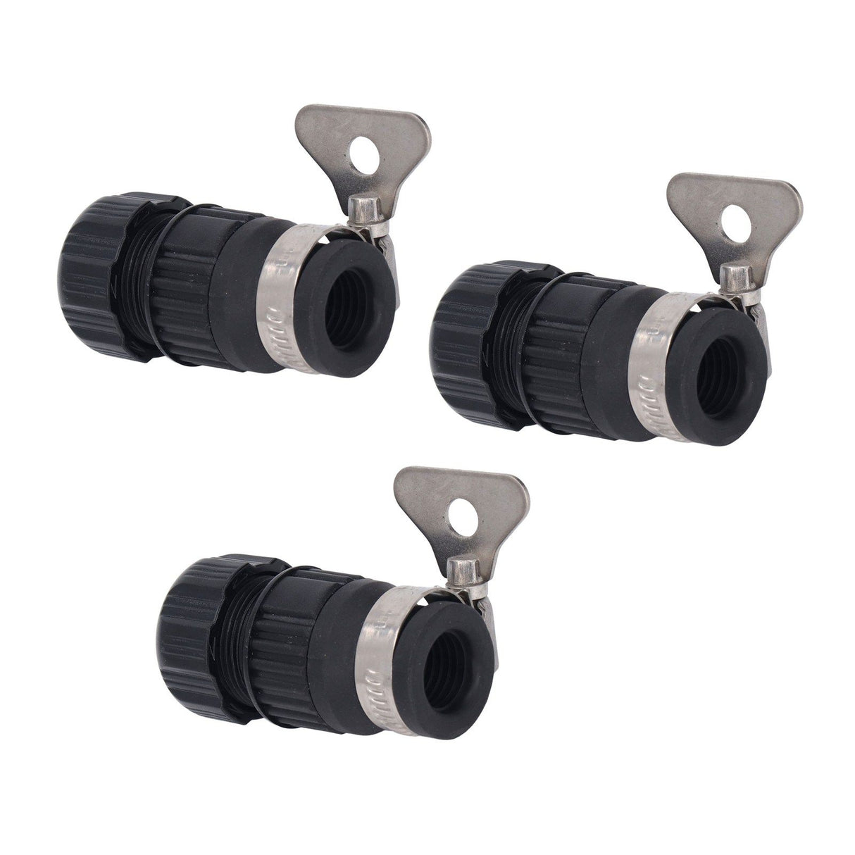 3pcs Tap Connector Adapter PP Stainless Steel Home Water Hose Accessories for Garden Car Washing with Clamp 16‑18 Outer Diameter