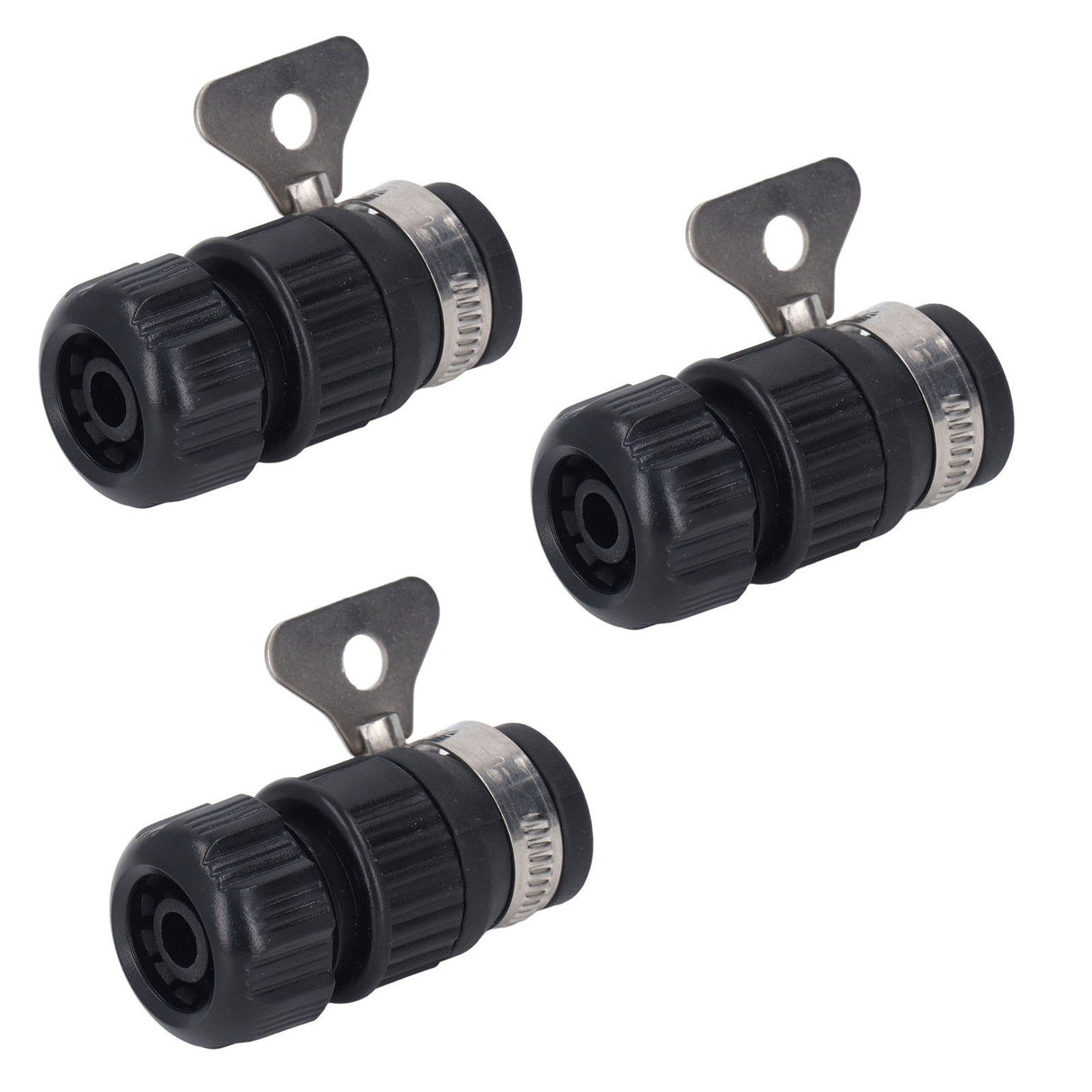 3pcs Tap Connector Adapter PP Stainless Steel Home Water Hose Accessories for Garden Car Washing with Clamp 16‑18 Outer Diameter