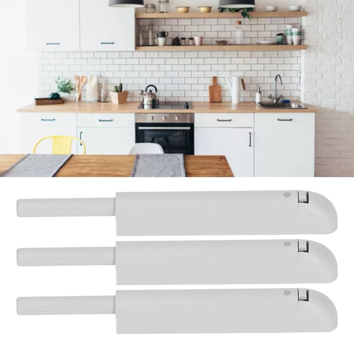 3Pcs Push Latch Widely Used Oxidation Resistant Door Latch Damper for Cabinet Door Closet Gray