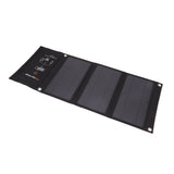 21W Foldable Solar Panel Charger Black Portable Solar Phone Charging Panels with Dual USB Port for Outdoor Hiking Camping - Front View