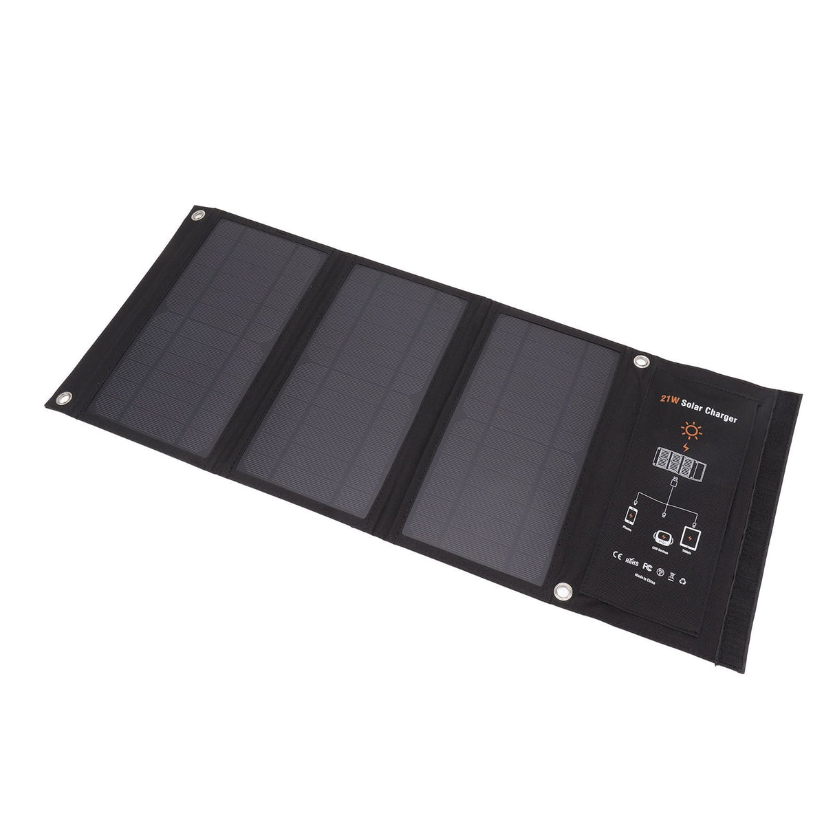 21W Foldable Solar Panel Charger Black Portable Solar Phone Charging Panels with Dual USB Port for Outdoor Hiking Camping