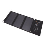 21W Foldable Solar Panel Charger Black Portable Solar Phone Charging Panels with Dual USB Port for Outdoor Hiking Camping - Top-Down View