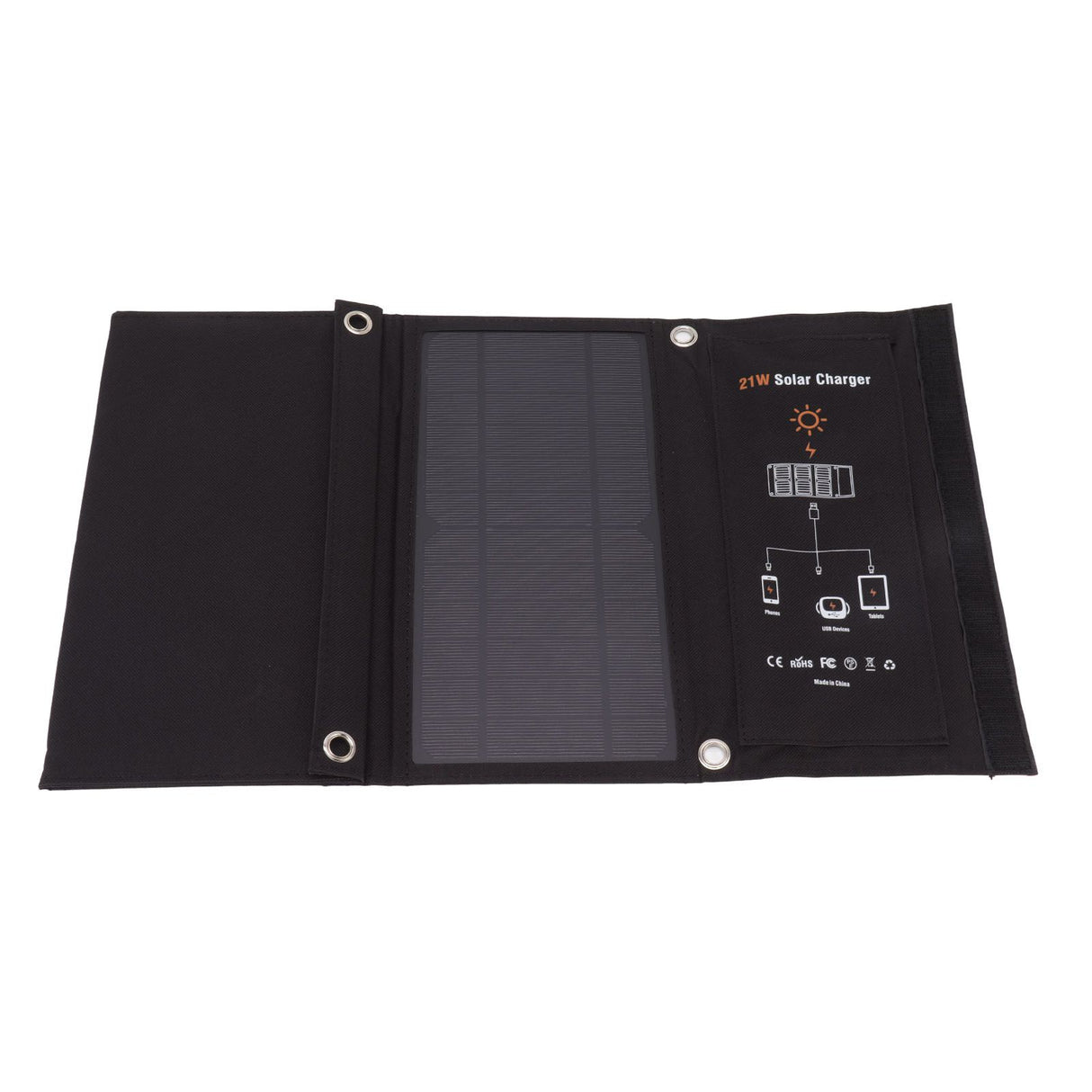 21W Foldable Solar Panel Charger Black Portable Solar Phone Charging Panels with Dual USB Port for Outdoor Hiking Camping