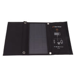 21W Foldable Solar Panel Charger Black Portable Solar Phone Charging Panels with Dual USB Port for Outdoor Hiking Camping - Rear View