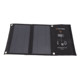 15W Monocrystalline Solar Panel Charger Dual USB Foldable Solar Charging Pack Outdoor Phone Power Bank Black