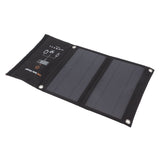15W Monocrystalline Solar Panel Charger Dual USB Foldable Solar Charging Pack Outdoor Phone Power Bank Black