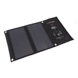 15W Monocrystalline Solar Panel Charger Dual USB Foldable Solar Charging Pack Outdoor Phone Power Bank Black