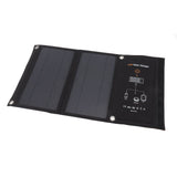 15W Monocrystalline Solar Panel Charger Dual USB Foldable Solar Charging Pack Outdoor Phone Power Bank Black