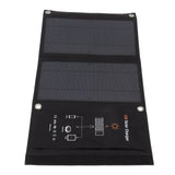 15W Monocrystalline Solar Panel Charger Dual USB Foldable Solar Charging Pack Outdoor Phone Power Bank Black