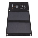 15W Monocrystalline Solar Panel Charger Dual USB Foldable Solar Charging Pack Outdoor Phone Power Bank Black