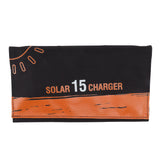 15W Monocrystalline Solar Panel Charger Dual USB Foldable Solar Charging Pack Outdoor Phone Power Bank Black