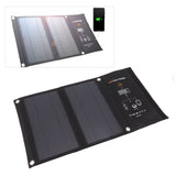 15W Monocrystalline Solar Panel Charger Dual USB Foldable Solar Charging Pack Outdoor Phone Power Bank Black