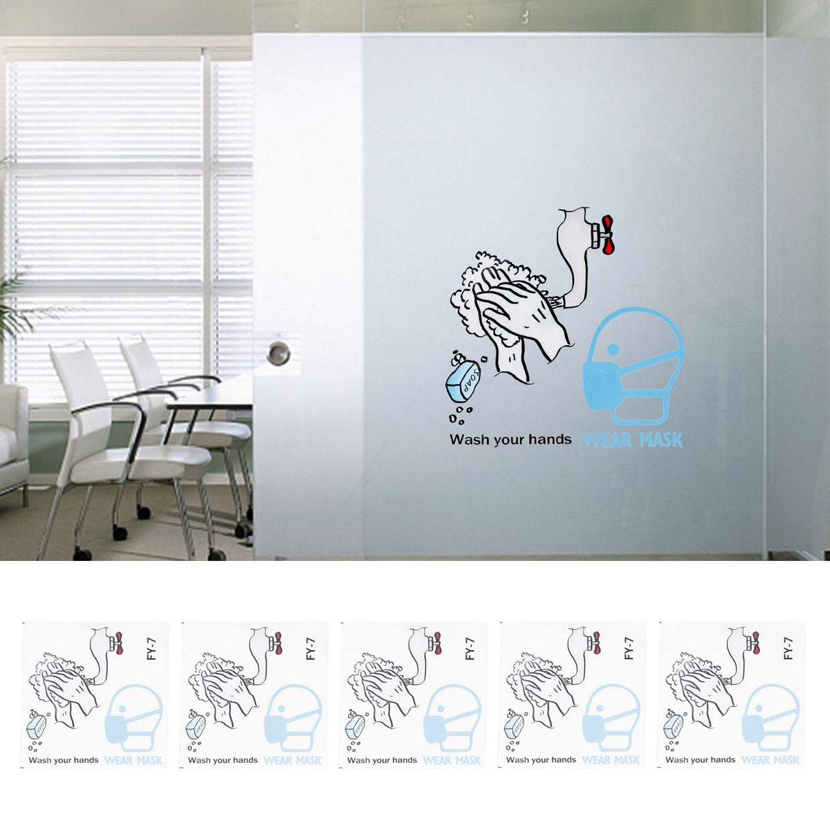 5Pcs Set Window Wall Sticker Background SelfAdhesive Sign Reminding Poster for Office School