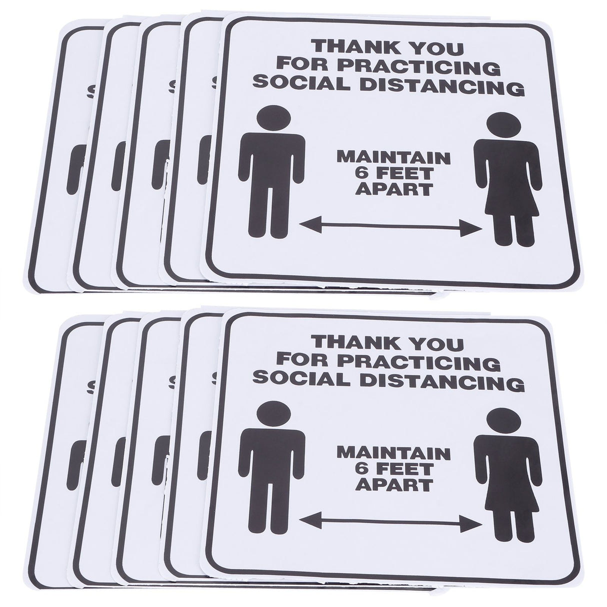 2 Set Floor Sticker Floor Distancing Signs Marker Warning Decal for Mall School Public Area