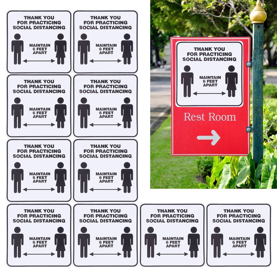 2 Set Floor Sticker Floor Distancing Signs Marker Warning Decal for Mall School Public Area