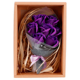 Rose Bouquet Artificial Fake Soap Flower Bunch for Wedding Ceremony Valentine's Day GiftPurple