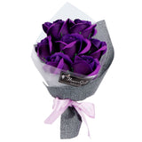 Rose Bouquet Artificial Fake Soap Flower Bunch for Wedding Ceremony Valentine's Day GiftPurple - Front View