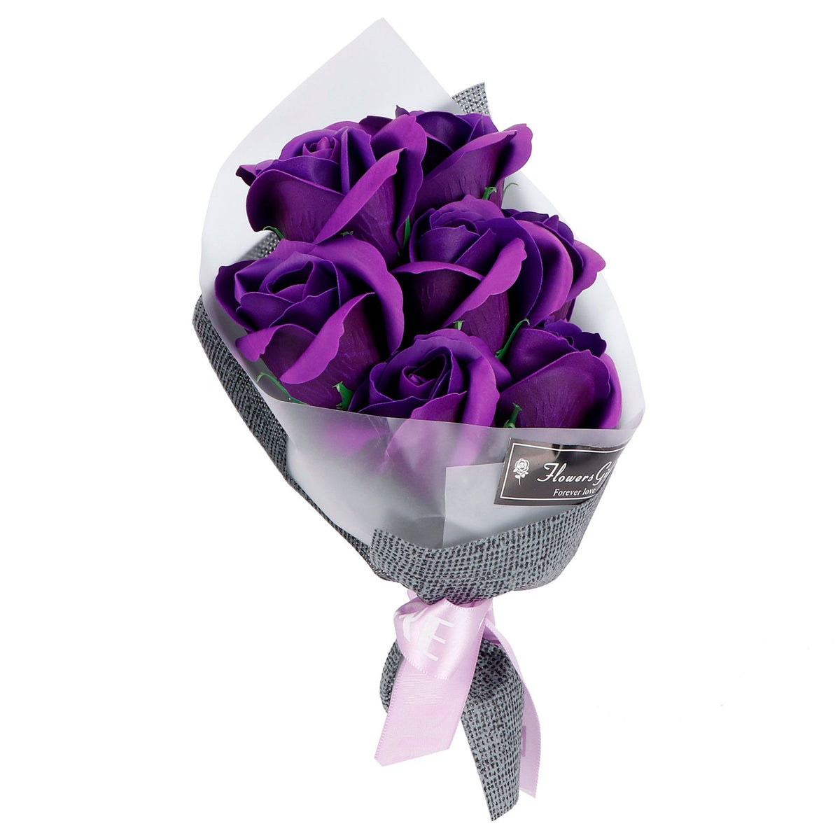 Rose Bouquet Artificial Fake Soap Flower Bunch for Wedding Ceremony Valentine's Day GiftPurple