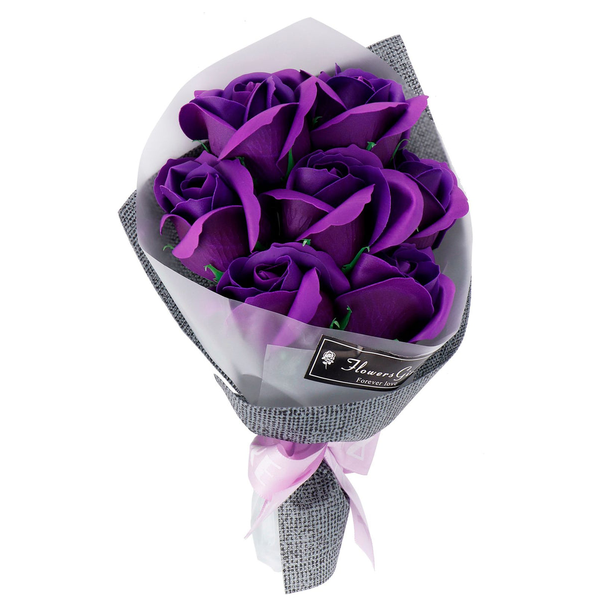 Rose Bouquet Artificial Fake Soap Flower Bunch for Wedding Ceremony Valentine's Day GiftPurple