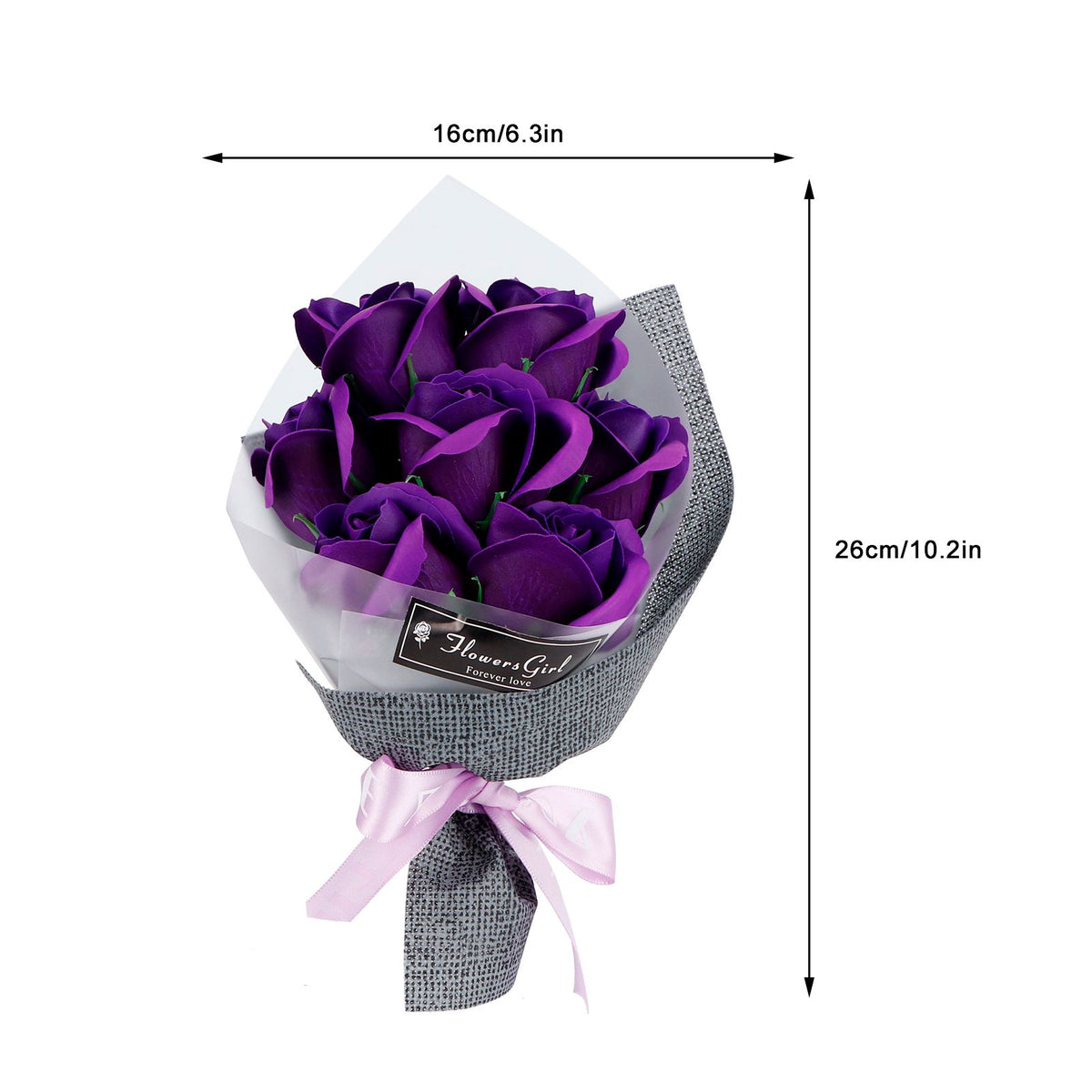 Rose Bouquet Artificial Fake Soap Flower Bunch for Wedding Ceremony Valentine's Day GiftPurple