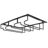 Wine Glass Rack Under Cabinet Stemware Holder Storage Hanger Metal Organizer for Bar Kitchen3 Slot 30x22.5cm Black - Side View