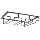 Wine Glass Rack Under Cabinet Stemware Holder Storage Hanger Metal Organizer for Bar Kitchen3 Slot 30x22.5cm Black - Top-Down View