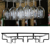 Wine Glass Rack Under Cabinet Stemware Holder Storage Hanger Metal Organizer for Bar Kitchen3 Slot 30x22.5cm Black - Extra Image