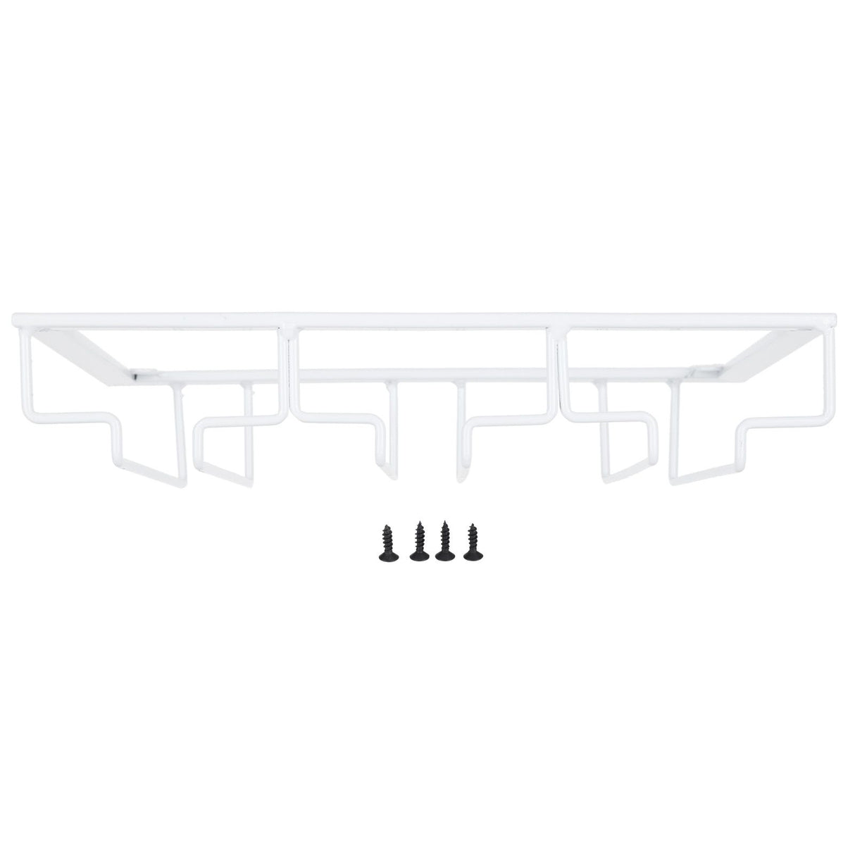 Wine Glass Rack Under Cabinet Stemware Holder Storage Hanger Metal Organizer for Bar Kitchen3 Slot 30x22.5cm White