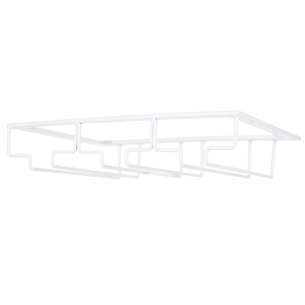 Wine Glass Rack Under Cabinet Stemware Holder Storage Hanger Metal Organizer for Bar Kitchen3 Slot 30x22.5cm White