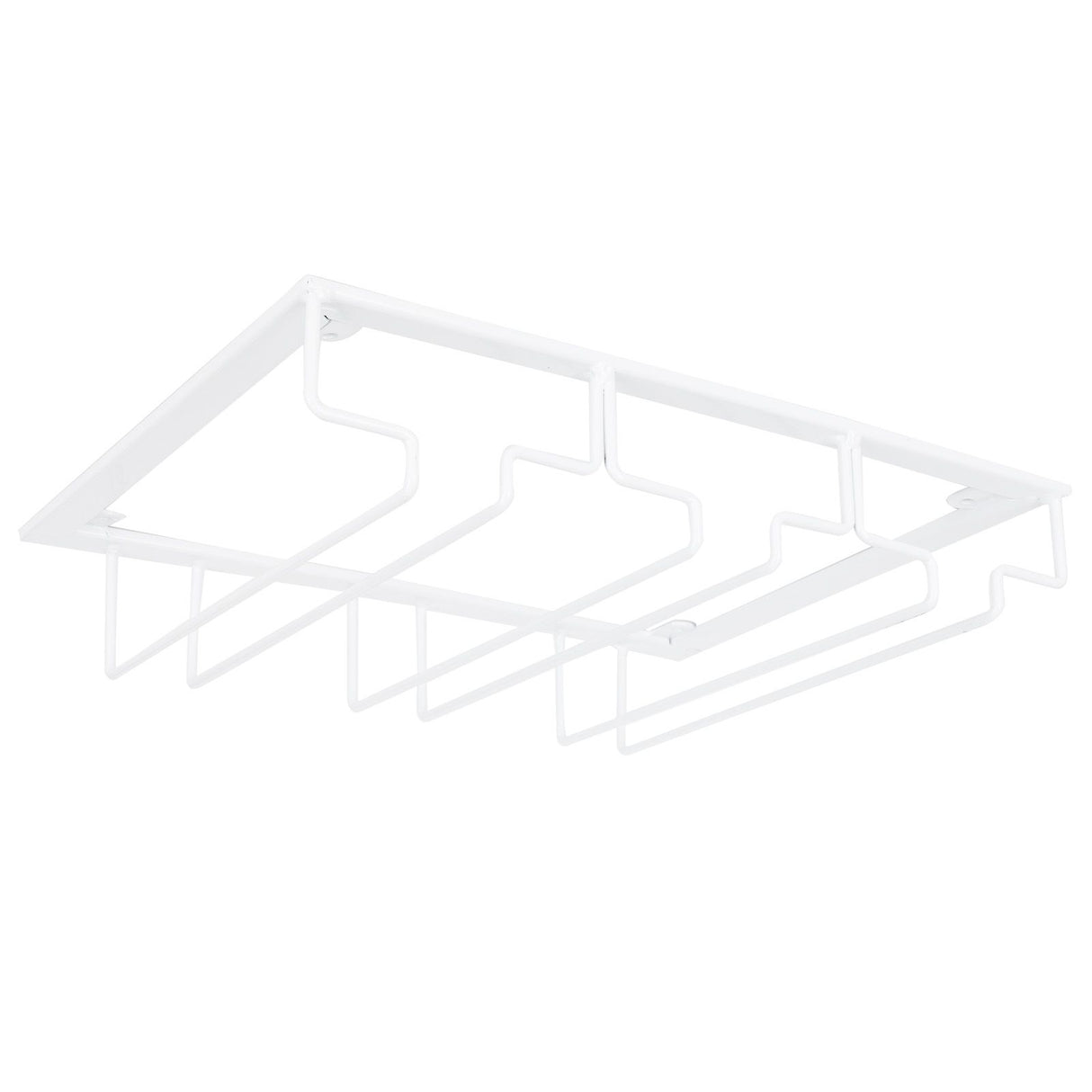 Wine Glass Rack Under Cabinet Stemware Holder Storage Hanger Metal Organizer for Bar Kitchen3 Slot 30x22.5cm White