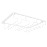 Wine Glass Rack Under Cabinet Stemware Holder Storage Hanger Metal Organizer for Bar Kitchen3 Slot 30x22.5cm White - Top-Down View