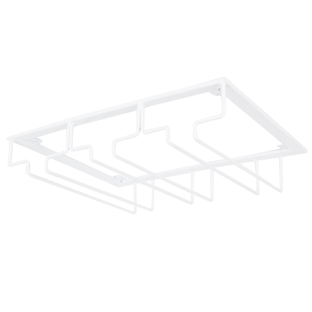 Wine Glass Rack Under Cabinet Stemware Holder Storage Hanger Metal Organizer for Bar Kitchen3 Slot 30x22.5cm White