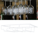 Wine Glass Rack Under Cabinet Stemware Holder Storage Hanger Metal Organizer for Bar Kitchen3 Slot 30x22.5cm White