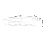 Wine Glass Rack Under Cabinet Stemware Holder Storage Hanger Metal Organizer for Bar Kitchen3 Slot 30x22.5cm White