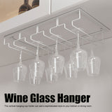 Wine Glass Rack Under Cabinet Stemware Holder Storage Hanger Metal Organizer for Bar Kitchen3 Slot 30x22.5cm White