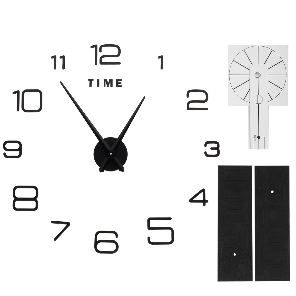 DIY Wall Clock Acrylic Frameless Mirror Surface Wall Sticker Clock Decor for Living Room BedroomBlack