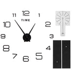 DIY Wall Clock Acrylic Frameless Mirror Surface Wall Sticker Clock Decor for Living Room BedroomBlack