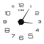 DIY Wall Clock Acrylic Frameless Mirror Surface Wall Sticker Clock Decor for Living Room BedroomBlack