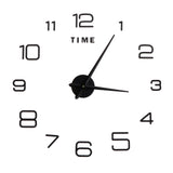 DIY Wall Clock Acrylic Frameless Mirror Surface Wall Sticker Clock Decor for Living Room BedroomBlack - Front View