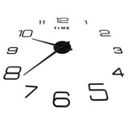 DIY Wall Clock Acrylic Frameless Mirror Surface Wall Sticker Clock Decor for Living Room BedroomBlack