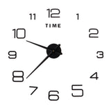 DIY Wall Clock Acrylic Frameless Mirror Surface Wall Sticker Clock Decor for Living Room BedroomBlack