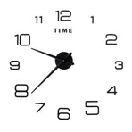 DIY Wall Clock Acrylic Frameless Mirror Surface Wall Sticker Clock Decor for Living Room BedroomBlack
