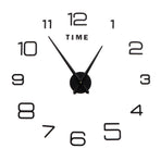 DIY Wall Clock Acrylic Frameless Mirror Surface Wall Sticker Clock Decor for Living Room BedroomBlack