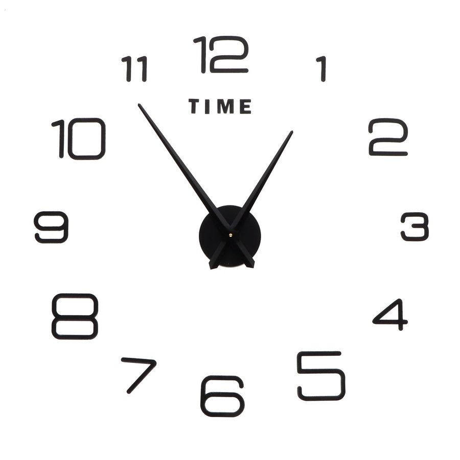 DIY Wall Clock Acrylic Frameless Mirror Surface Wall Sticker Clock Decor for Living Room BedroomBlack